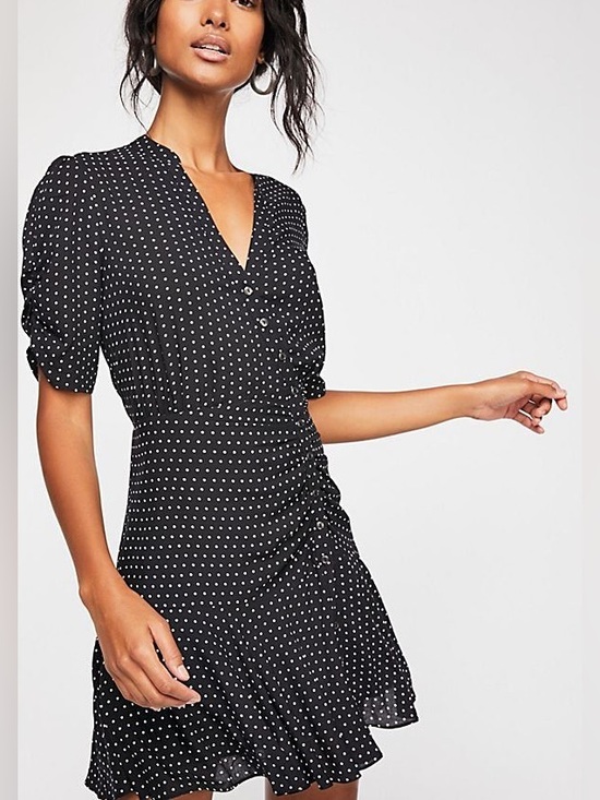 Free People Dresses & Skirts - Free People | Pippa Black & White Micro Dot Mini Dress Parisian Chic Size M